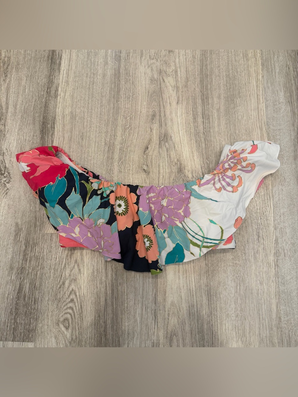 Trina Turk Off Shoulder Floral Ruffle Bikini‎ Swim Top Multicolor Size XS/S